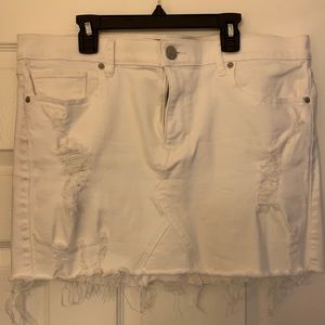 Express Jeans White Distressed Skirt